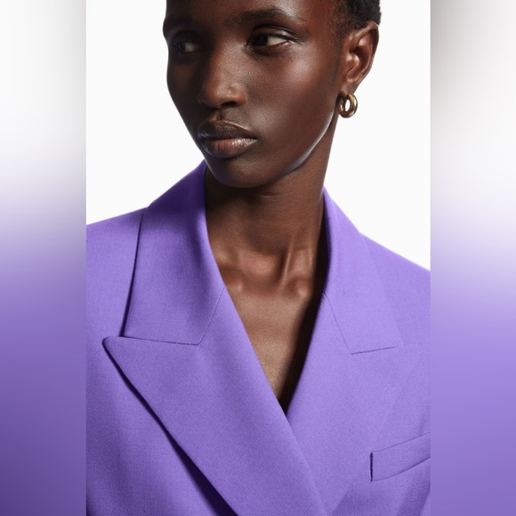 COS Purple Double-Breasted Blazer and Wide-Leg Wool Trousers Suit - Picture 2 of 10